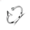 Fashion Zircon Fishtail S925 Sterling Silver Open Tail Mermaid Ring