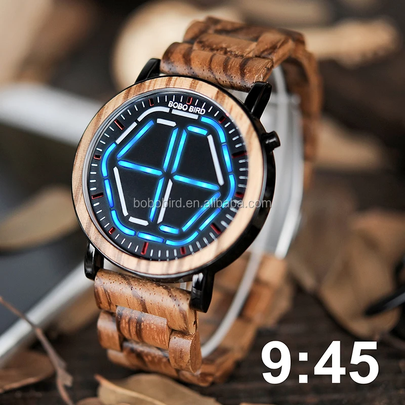 

BOBO BIRD Cool Men Wooden Digital Watches Stainless Steel Hour Wholesale Drop Ship Custom, Picture