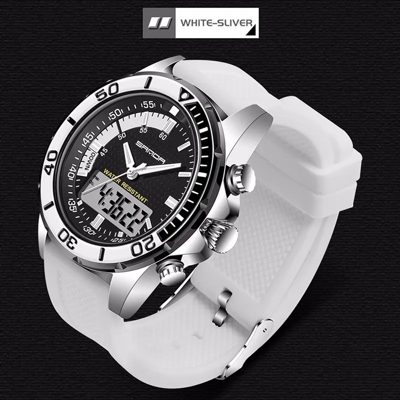 

2017 Hot Relojes Mens Watches Sports Waterproof Shock Luxury Military Dual Time Quartz Analog Digital Led Silicone Classic Watch