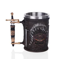 

Drop Shipping Hot Sale GAME OF THRONES IRON THRONE TANKARD 620ML Stainless Steel Resin Cups Mug Beer Stein Cool Gift