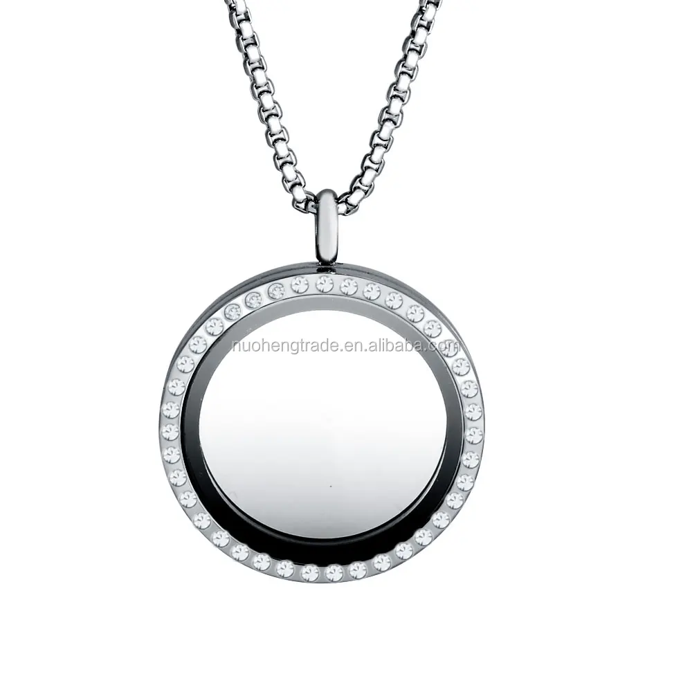 

30mm new design stainless steel round crystal glass floating locket pendant