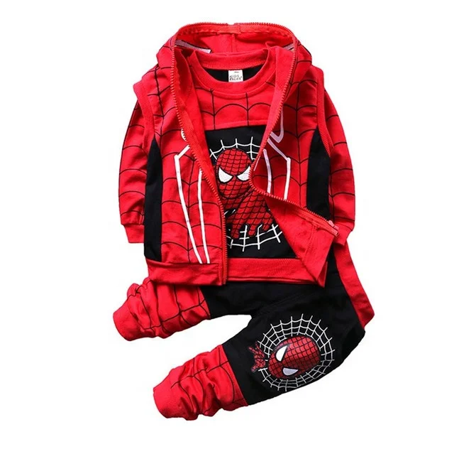 

3-Piece Tank T-shirt+Pants of Baby Clothing Spiderman zipper hoodie