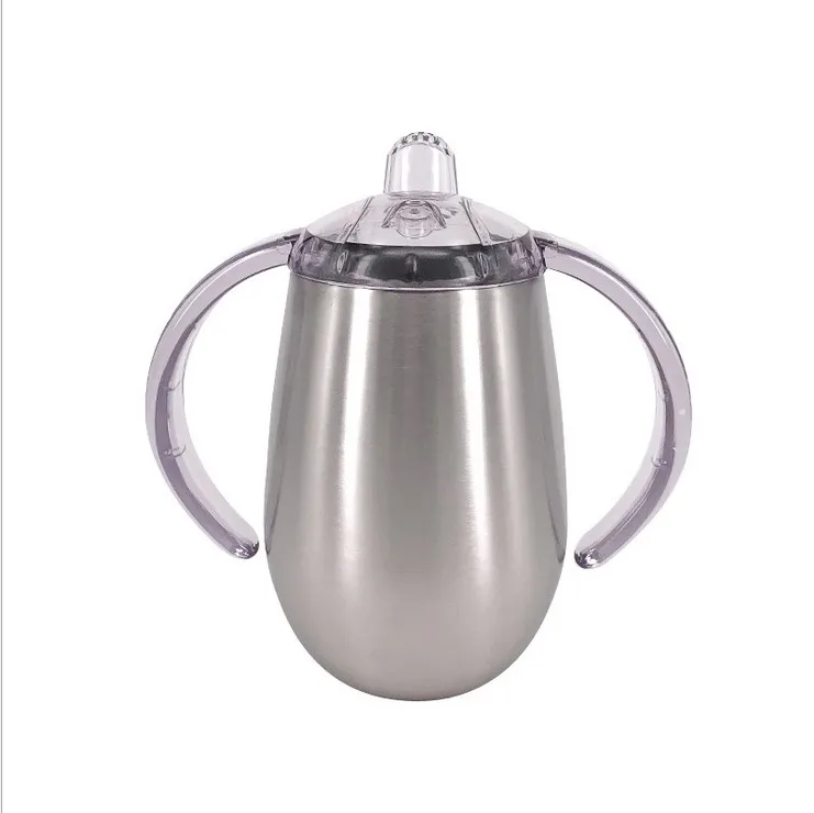 

8oz Double Wall Baby Milk Cup Stainless Steel Kids Cup with Double Handle Egg Shaped Tumbler with Nozzle, N/a