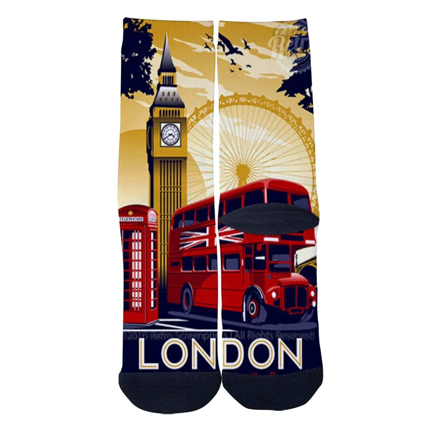 London England Custom Socks Creative Socks for Men//Women Casual Cartoon Socks