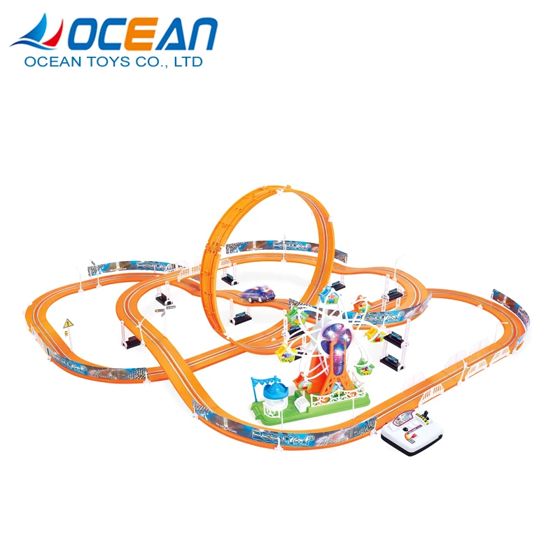 Kids Battery Operated Race Toy Car Track Plastic With Ferris Wheel