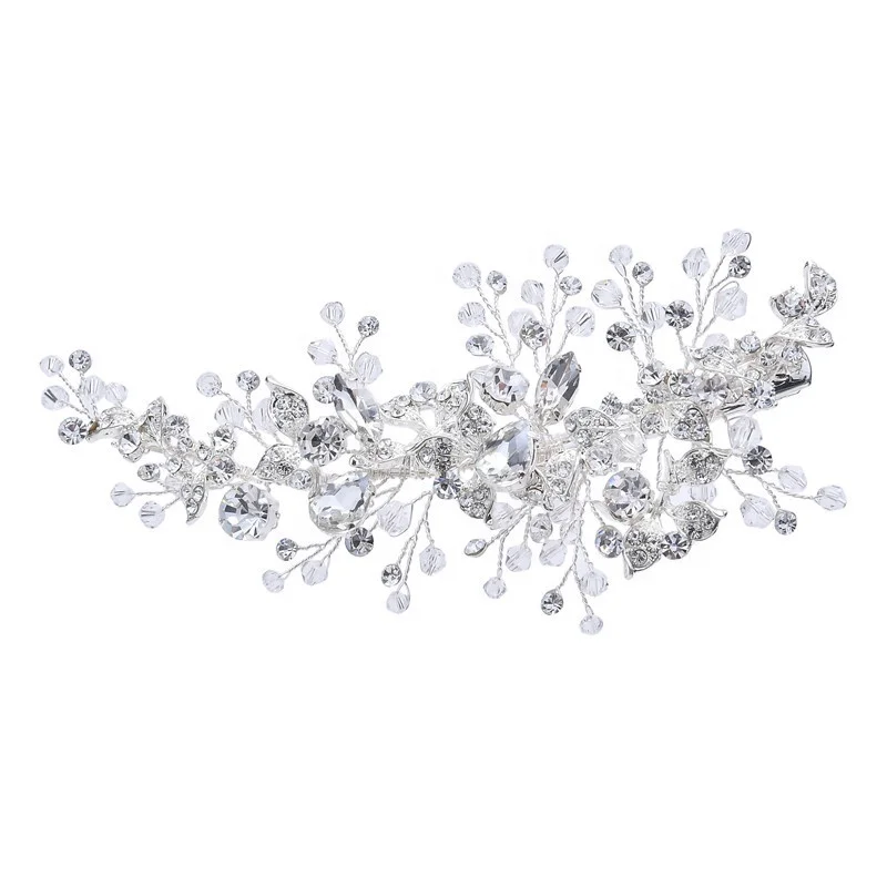 

2020 Handmade Wedding Headdress Jewelry Bridal Hairband Crystal Rhinestone Hair Clip For Women, Silver