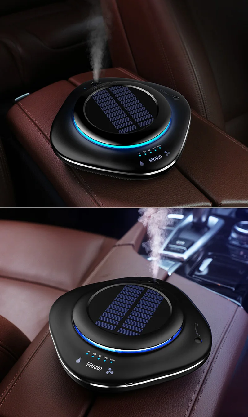 2019 Best Seller Portable Mini Solar Car Air Purifier, Car Air Cleaner Freshener with Essential Oil, Home HEPA Air Purifier