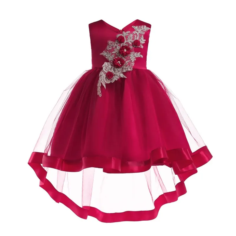 

YSMARKET Summer Elegant Dress For Girl Kids Party Sleeveless Mesh Embroidered Princess Dress Formal Evening Ball Gowns E2638