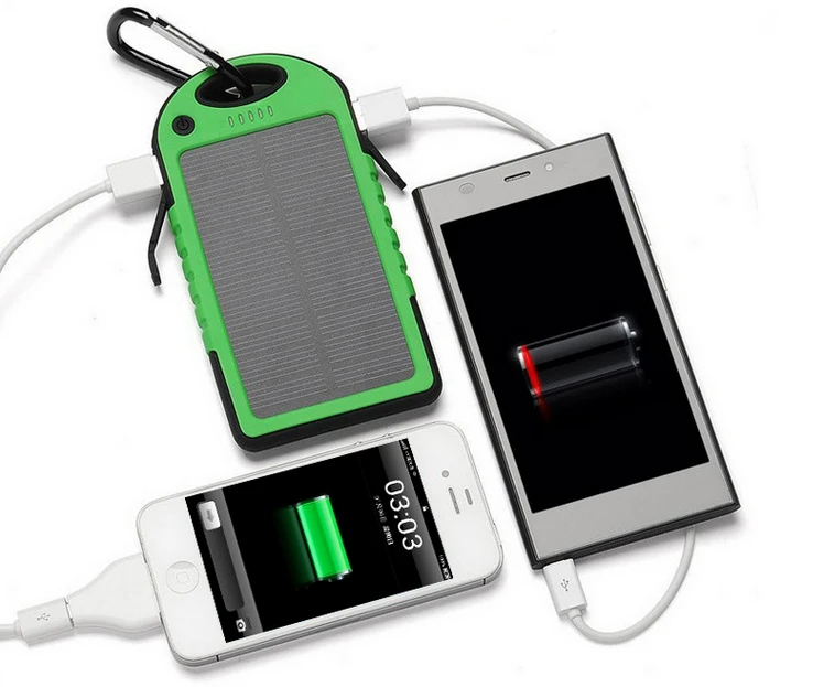 

Waterproof Mobile Charger Solar Power Bank With LED light