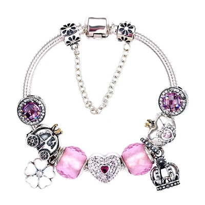 

China fashion 925 sterling silver charm beads crystal beads handmade jewelry bracelet