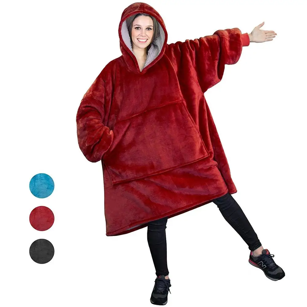 

wholesale 100% polyester plain hooded sweatshirt blanket, Solid color