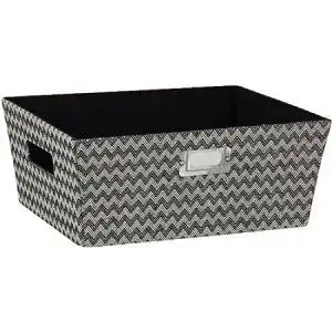 Household Essentials Hard-sided Small Tapered Storage Bin, Black Chevron