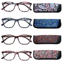 

New Eye Wear PC Plastic Optical Eyeglasses Frames Spring Hinges Reader Fashion Reading Glasses with Case Pouch