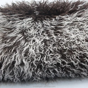 Two Tone Brow With Frost White Tip Tibetan Lama Fur Skin Plate