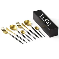 

8 Piece luxury black and gold silverware wedding cutlery cutipol goa flatware set Tableware Utensil Set Service for 2