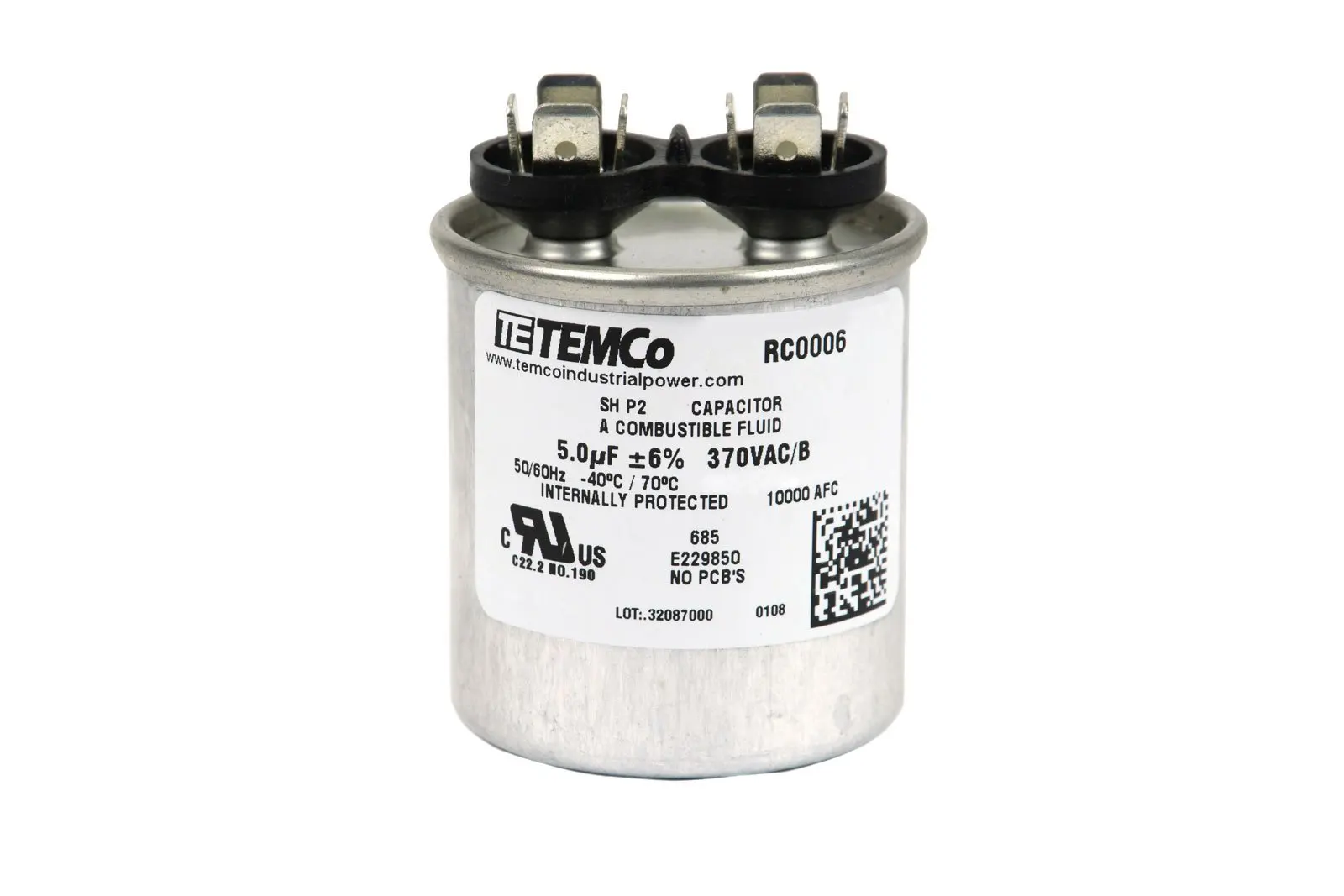 Get Quotations · TEMCo Motor Run Capacitor RC0006-5 mfd 370 V VAC volt 5 uf  Round HVAC