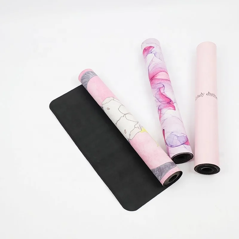 
High quality eco friendly natural rubber non slip custom logo suede yoga mat 