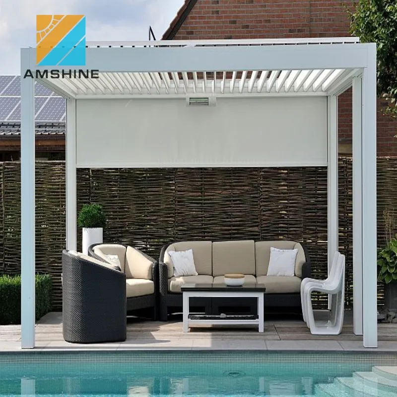 
Economic sunshade louvered roof wall mounted garden gazebo outdoor aluminum 
