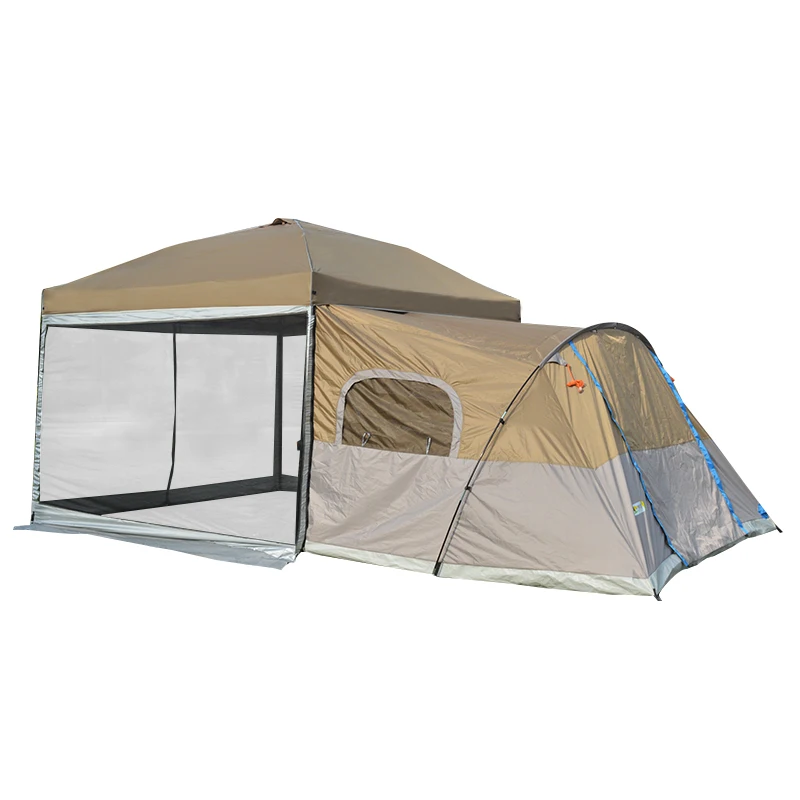 

Factory high quality camping tent extension tent, fiberglass pole tent, Family Tent, Khaki