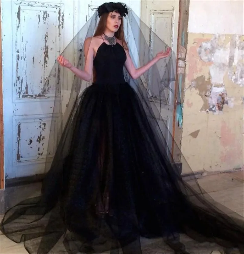Gothic Style Sexy Halter Neck Tulle Ball Gown Wedding Dress Buy