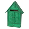 house shape wall hanging key box hand painted green box wood country style mailbox drawer