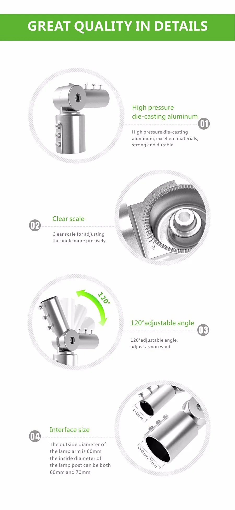 Delicate Aluminum 120 Degree Adjustable Led Lamp Holder To Joint Lamp