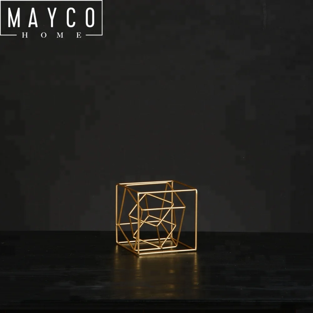 

Mayco Gold Metal Abstract Cubic Sculpture Wedding Desktop Decoration Crafts, Silver