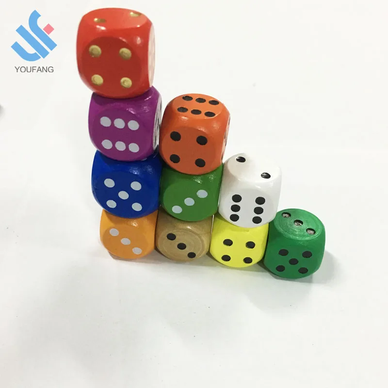

YF-L0201 Factory direct customize 16mm 6 sides custom print cube wooden playing dice game rounden corners wooden dice