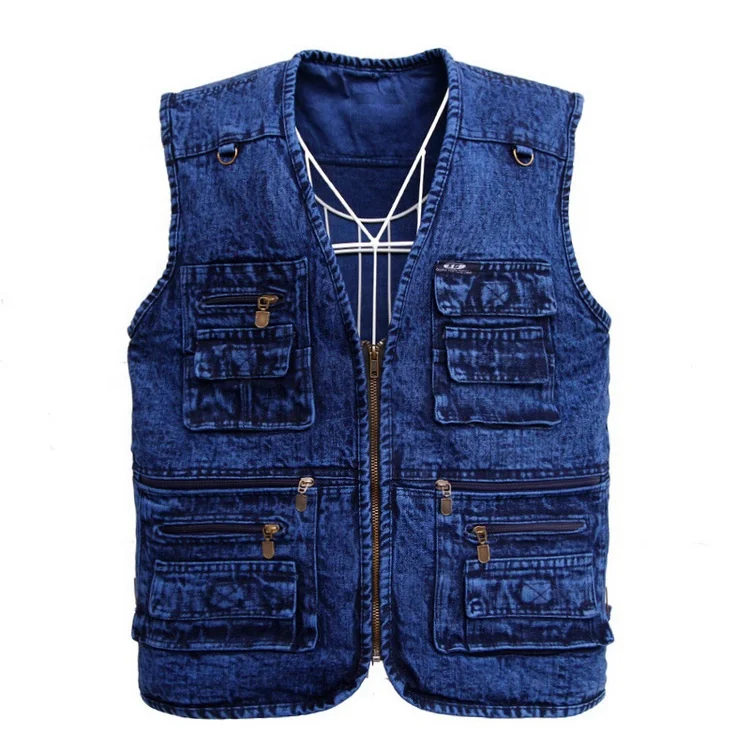 

Outdoor Work Pockets Denim Vest, Multi