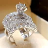 Luxury Crystal Female Big Stone Ring Set Fashion Queen 925 Silver Bridal Wedding Rings For Women Promise Love Engagement Ring