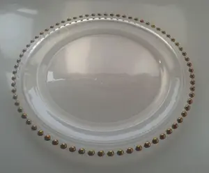 Image of YC239 Wholesale tableware dining gold bead glass plates
