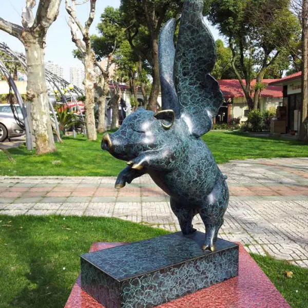 Garden Metal Bronze Brass Life Size Flying Pig Statue Sculpture Buy Life Size Flying Pig