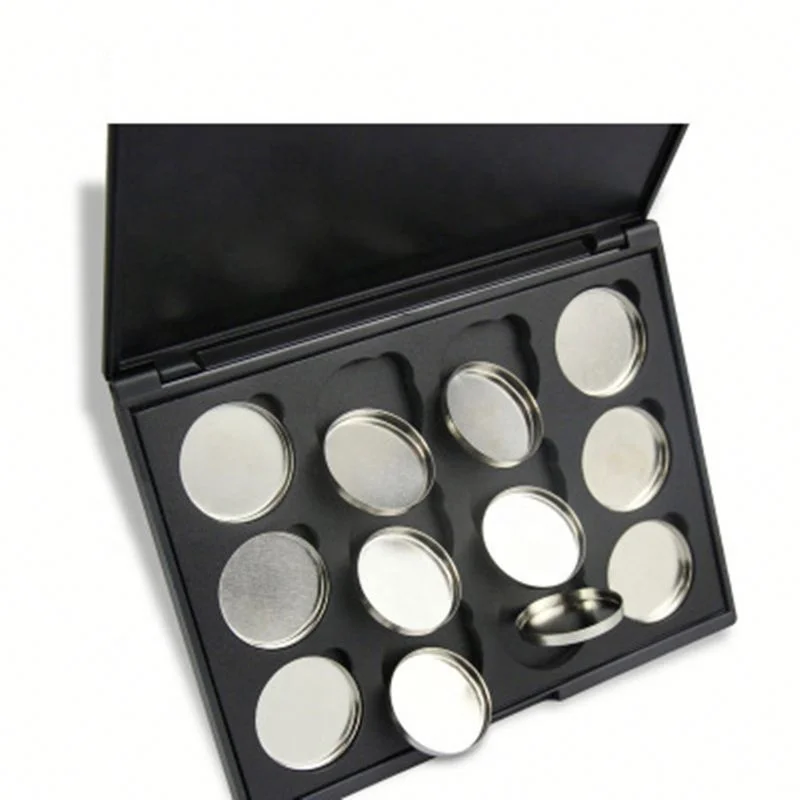 

12 Hole DIY Makeup Cosmetic Empty Magnetic Palette 26mm Metal Pans Eyeshadow Palette, Black