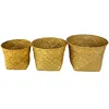 buy nature handwoven set of 3 round wood flower pot holder with plastic liner