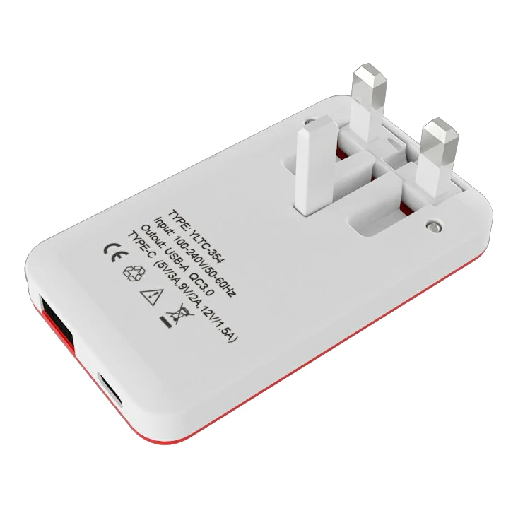 2019 new product Small Card Thin Slim UK Head QC3.0 3.0  Travel Fast  Multi Port Usb Wall Charger