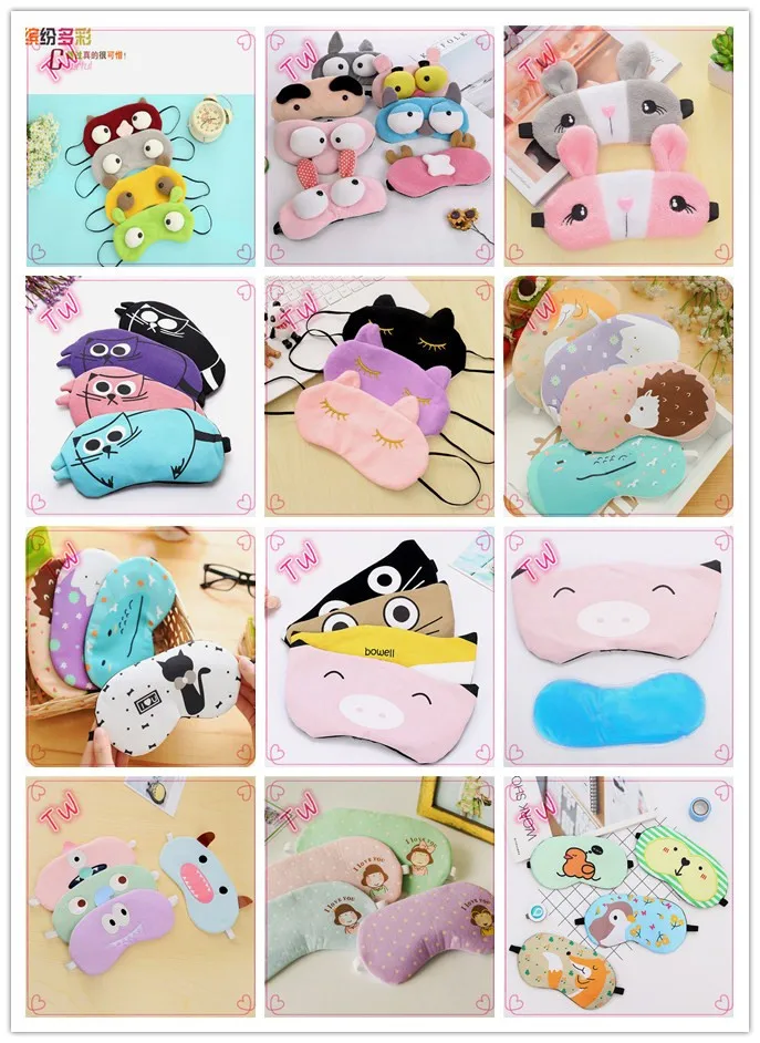 Custom Luxury Cartoon Cute Sleep Mask Wholesale Polyester Cotton Eye