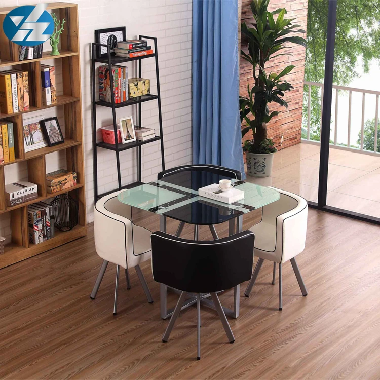 
Cheap Stainless Steel Four Seat Glass Table And Chairs 