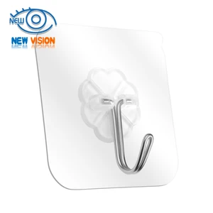 Image of Clear Self adhesive Eco friendly plastic transparent wall hook