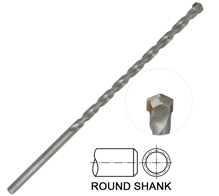 Extra Long Round Shank Sand Blasted R Flute Carbide Tipped Masonry