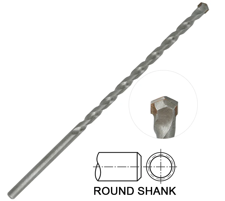 Extra Long Round Shank Sand Blasted R Flute Carbide Tipped Masonry Drill Bit for Concrete Brick Masonry Drilling
