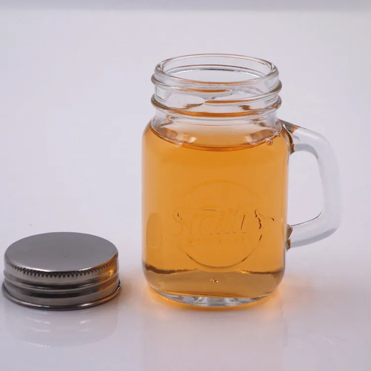 100ml fancy glass mason jar with handle