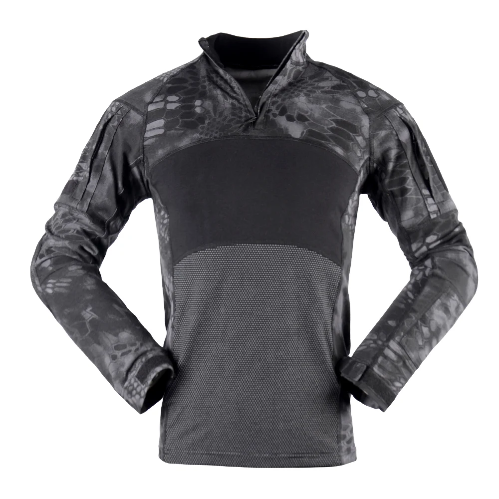 

Airsoft Sports Suit Wargame Paintball Quick-Drying Knitted Long Sleeve Shirt Combat Military Frog Shirt, Cp;black cp;black;black python;digital desert;amy green