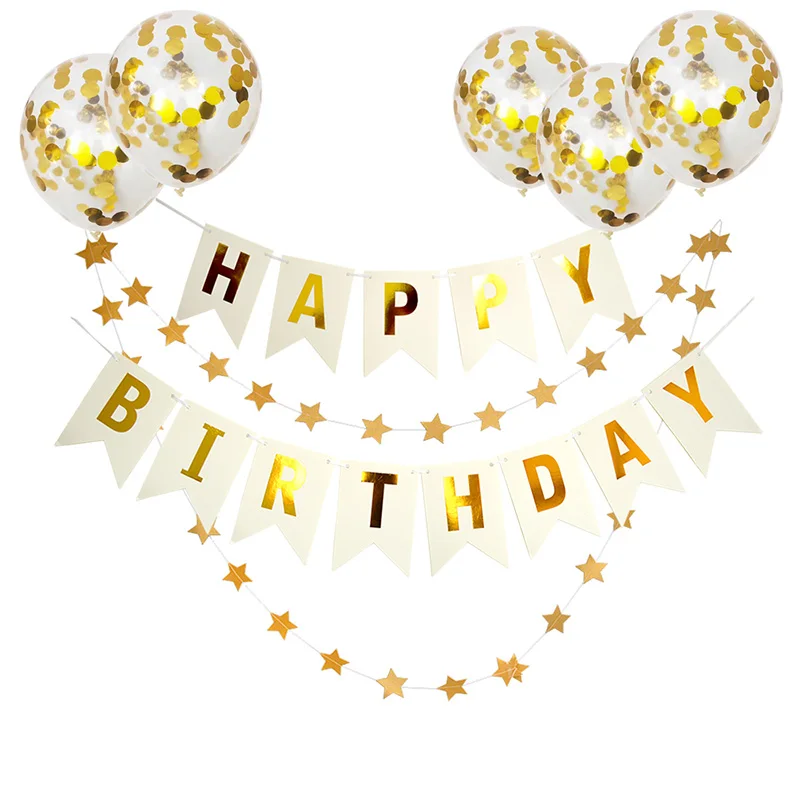 Colorful Diy Happy Birthday Banner Confetti Balloon Birthday Decoration