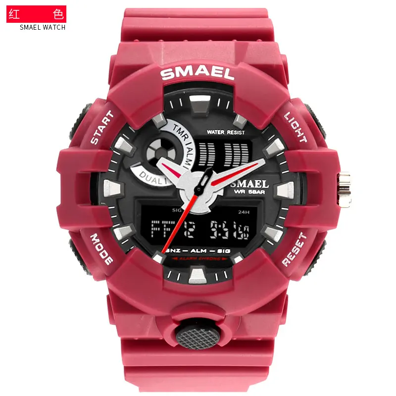 

Top Fashion G Style Military Large Dial Dual Time Quartz Digital Led Clock 50m Dive Waterproof Sports Men Smael Brand Watch
