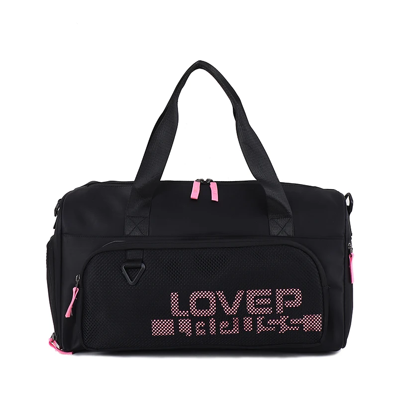 

Portable Shoulder Bag Foldable sport Bag Travel Package Diagonal Travel Bag High Quality Oxford Large Capacity, Black/pink