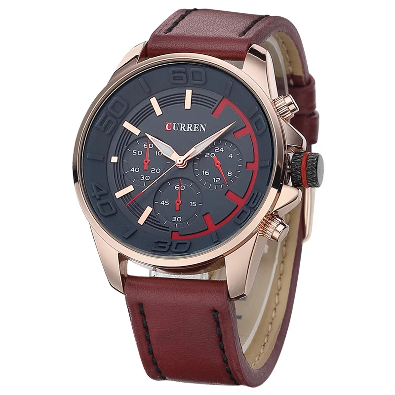 

Curren 8187 Genuine Leather Japan movement Men's Wristwatches Fashon Male Relojs Hot Sales brand watches men, Black;white;brown