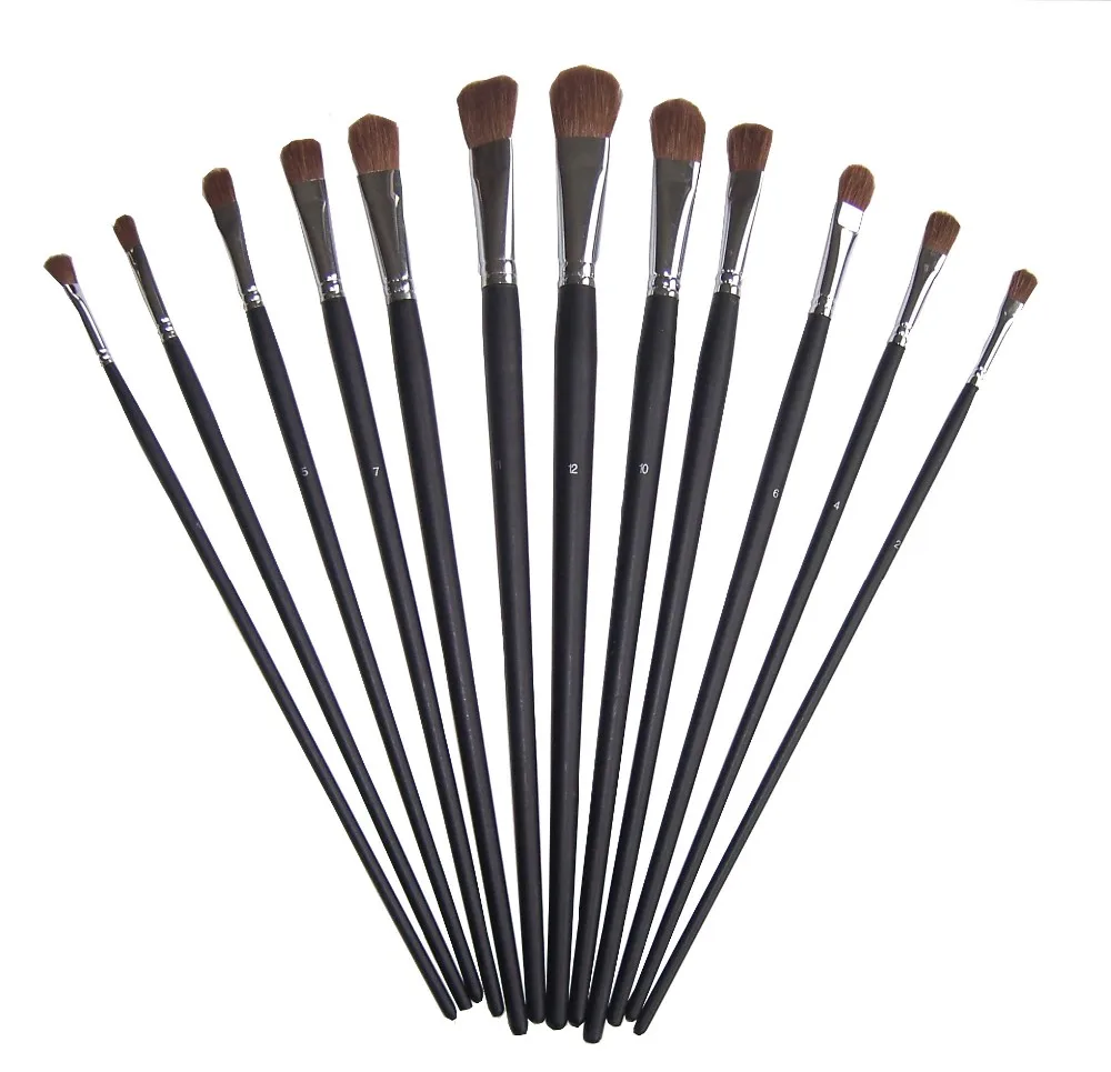 12 Pcs Round Tip Bristle Paint Brushes Set - Buy Round Paint Brushes ...