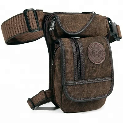 

Men Canvas Travel Hiking Tactical Messenger Fanny Pack Waist Drop Leg Bag Coffee