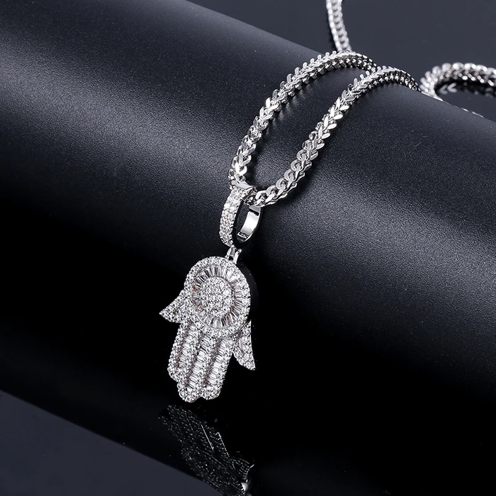 Hamsa Necklace in Sterling Silver with Chain Customizable and Handmade per Order For Men and Women