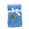 Embroidered Plane Soft Flannel Baby Boy Blankets - Blue